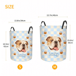 Personalized Pet Avatar Grid Large Capacity Laundry Storage Basket with Name Room Decor Halloween Gift for Pet Owner
