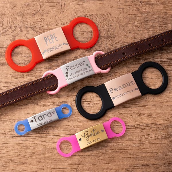 Etiqueta identificativa de silicona personalizada para collar de mascota con nombre y número grabado regalo de cumpleaños para dueños de mascotas