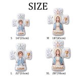 Personalised the Virgin and Child Christian Cross Shaped Soft Cushion with Name Home Decor Birthday Gift for Kids