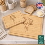 Personalized Best Dad Ever Fist Bump FSC Bamboo Charcuterie Cutting Board with Engraved Names Made in USA Father's Day Birthday Gift for Dad Grandpa