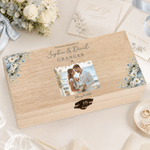 Personalized Wedding Photo Flower Wooden Box with Name and Date Wedding Gift for Newlyweds Couple