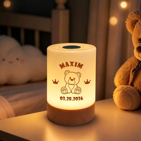 Personalized Animal Dimmable Touch Control USB Rechargeable Night Light with Name and Date Bedroom Decor Daily Use Birthday Anniversary Gift for Kids
