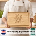 Personalized Best Dad Ever Fist Bump FSC Bamboo Charcuterie Cutting Board with Engraved Names Made in USA Father's Day Birthday Gift for Dad Grandpa