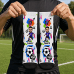 Personalized Soccer King Photo Soft Breathable Crew Sports Socks with Name and Number Game Day Birthday Gift for Sports Lovers Players