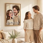 Personalised Couple Comic Style Photo Canvas Prints with Text Romantic Wall Decor Ship from USA Anniversary Birthday Gift for Couples Newlyweds