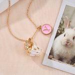 Personalized Cute Teacup‑Style Pet Necklace with Initial Pendant Dainty Jewellery Birthday Appreciation Gift for Pet Lovers
