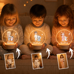 Personalised Cute Animal Cartoon Style Kid Photo Acrylic LED Night Light with Name and Wooden Base Nursery Decor Christmas Birthday Gift for Kids