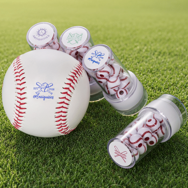 Personalized Baseball Theme Name Initial Multicolor Ink Stamp with Ball Beads Handle Birthday Team Gift for Baseball Players Lovers