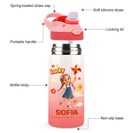 Personalized Lucky Windmill 3D-Effect Artwork Cartoon Character 12 oz Insulated Water Bottle with Name Back to School Birthday Gift for Kid