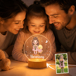 Personalised Cute Animal Cartoon Style Kid Photo Acrylic LED Night Light with Name and Wooden Base Nursery Decor Christmas Birthday Gift for Kids