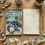 Personalized Cute Summer Turtle Name 2026-2028 Spiral Planner Notebook with Monthly Planner Pages Birthday Christmas Gift for Family Friends