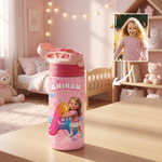 Personalized 3D-Effect Artwork Cartoon Character 12 oz Insulated Water Bottle with Name and Initial Back to School Birthday Gift for Kid