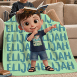 Personalised 3D-Style Character Artwork Soft Throw Blanket with Photo and Name Home Decor Birthday Gift for Boys Girls