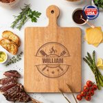 Personalized Kitchen Theme Wooden Reversible Charcuterie Cutting Board with Engraved Name and Grip Ship from USA Housewarming Gift for Family