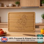 Personalized Line Art Photo Design FSC Bamboo Charcuterie Cutting Board with Text and Juice Groove Made in USA Wedding Gift for Couple Family