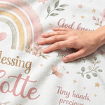 Personalised Flower Lamb Christian Blessing Quotes Soft Warm Throw Blanket with Name Room Decor Baby Shower Baptism Gift for Kid Newborn