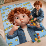 Coperta morbida personalizzata con foto, in stile 3D multicolore, con personaggi illustrati e nome – Decorazione per la casa, regalo di compleanno per bambini e famiglia