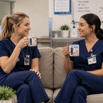 Personalized Birth Flower Cartoon Character Photo 11 oz 15 oz Ceramic Coffee Mug with Name and Text Nurses' Day Birthday Gift for Nurse Doctor