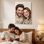 Personalised Couple Comic Style Photo Canvas Prints with Text Romantic Wall Decor Ship from USA Anniversary Birthday Gift for Couples Newlyweds
