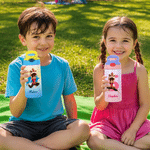 Personalised 3D-Effect Artwork Cartoon Chinese Lion Dance 12 oz Insulated Water Bottle  with Silicone Straw Photo and Name Back to School Gift for Kid