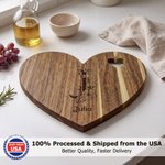 Personalized Floral Line Initial Name Heart Cutting Board with Knife and Fork Ship from USA Wedding Party Housewarming Gift for Newlyweds Family