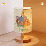 Personalized Cute Cartoon Animal Linen Table Lamp with Name Home Decor Birthday Gift for Kids Friends