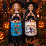 Personalised 3D-Effect Artwork Cartoon Halloween Character LED Light Bucket Bag with Name Trick or Treat Activity Halloween Party Gift for Girl