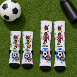 Personalized Soccer King Photo Soft Breathable Crew Sports Socks with Name and Number Game Day Birthday Gift for Sports Lovers Players