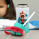 Personalised 3D-Effect Artwork Cartoon Chinese Lion Dance 12 oz Insulated Water Bottle  with Silicone Straw Photo and Name Back to School Gift for Kid