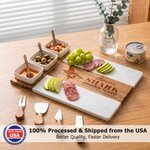 Personalized Shark Coochie Acacia Marble 11 Pcs Cutting Board Coaster Set with Bowl Spoon Ship from USA Housewarming Birthday Gift for Family Friends