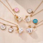 Personalized Cute Teacup‑Style Pet Necklace with Initial Pendant Dainty Jewellery Birthday Appreciation Gift for Pet Lovers