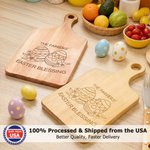 Personalized Rabbit Easter Egg Wooden Reversible Charcuterie Cutting Board with Engraved Text Ship from USA Easter Gift for Family Friends