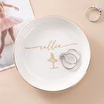 Personalisierte Keramik-Schmuckschale mit Ballerina-Motiv und Namensgravur – Geschenk zum Geburtstag, zur Hochzeit oder zum Hochzeitstag für Ballettliebhaber