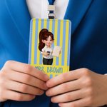 Personalised Colourful Stripe 3D-Effect Artwork ID Card Badge Holder with Title and Surname Teacher's Day Appreciation Gift for Teachers