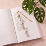 Personalized Miniature Lily of the Valley Bookmark Hook with Initial Reading Accessory Birthday Gift for Book Lovers Bookworms