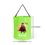 Personalized 3D-Effect Artwork Halloween Witch Ghost Vampire LED Light Bucket Bag with Name Trick or Treat Halloween Party Gift for Boys Girls