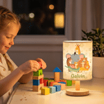 Personalized Cute Cartoon Animal Linen Table Lamp with Name Home Decor Birthday Gift for Kids Friends