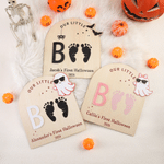 Personalised Ghost Bat Wooden DIY Footprint Art Sign with Name and Year Baby's First Halloween Gift for Baby New Parent