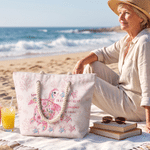 Personalised Folk Art Sea Turtle Large Capacity Tote Bag with Name Beach Accessory Grandadrents' Day Gift for Mum Gran