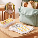Personalised 3D-Style Cartoon Character Artwork Photo Knife Fork Spoon Three-Piece Set with Name and Initial Back to School Birthday Gift for Children