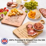 Personalized Map Text Wood Reversible Cheese Charcuterie Cutting Board with Grip and Name Ship from USA Wedding Gift for Family