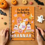 Personalized I'm Just Here for the Boo-ks Halloween Ghost Spiral Notebook with Name Daily Use Halloween Gift for Students Book Lovers