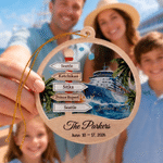 Personalised Cruise Ship Ocean Signpost Acrylic Ornament with Family Name and Dates Cruise Ship Vacation Christmas Gift for Family Cruise Lovers