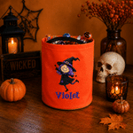 Personalized Cute Halloween Cartoon Kid Character LED Light Bucket Bag with Name Trick or Treat Halloween Party Gift for Boys Girls