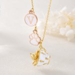 Personalized Cute Teacup‑Style Pet Necklace with Initial Pendant Dainty Jewellery Birthday Appreciation Gift for Pet Lovers