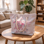 Personalised Folk Art Sea Turtle Large Capacity Tote Bag with Name Beach Accessory Grandadrents' Day Gift for Mum Gran