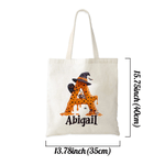 Personalised Halloween Theme Spooky Initial Canvas Bag with Name Halloween Party Trick or Treat Activity Gift for Boys Girls
