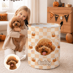 Personalized Pet Avatar Grid Large Capacity Laundry Storage Basket with Name Room Decor Halloween Gift for Pet Owner