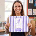 Personalised Striped Birth Flower Teacher Theme Non-Slip Mouse Pad Desk Mat with Text Back to School Office Gift for Teachers Educators
