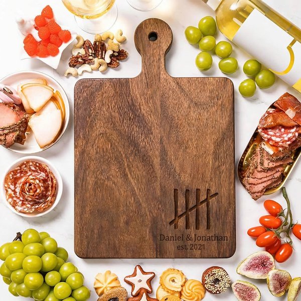 Personalized Fifth Anniversary Wood Charcuterie Cutting Board with Names and Year Ship from USA Kitchen Decor Gift for Wife Couple